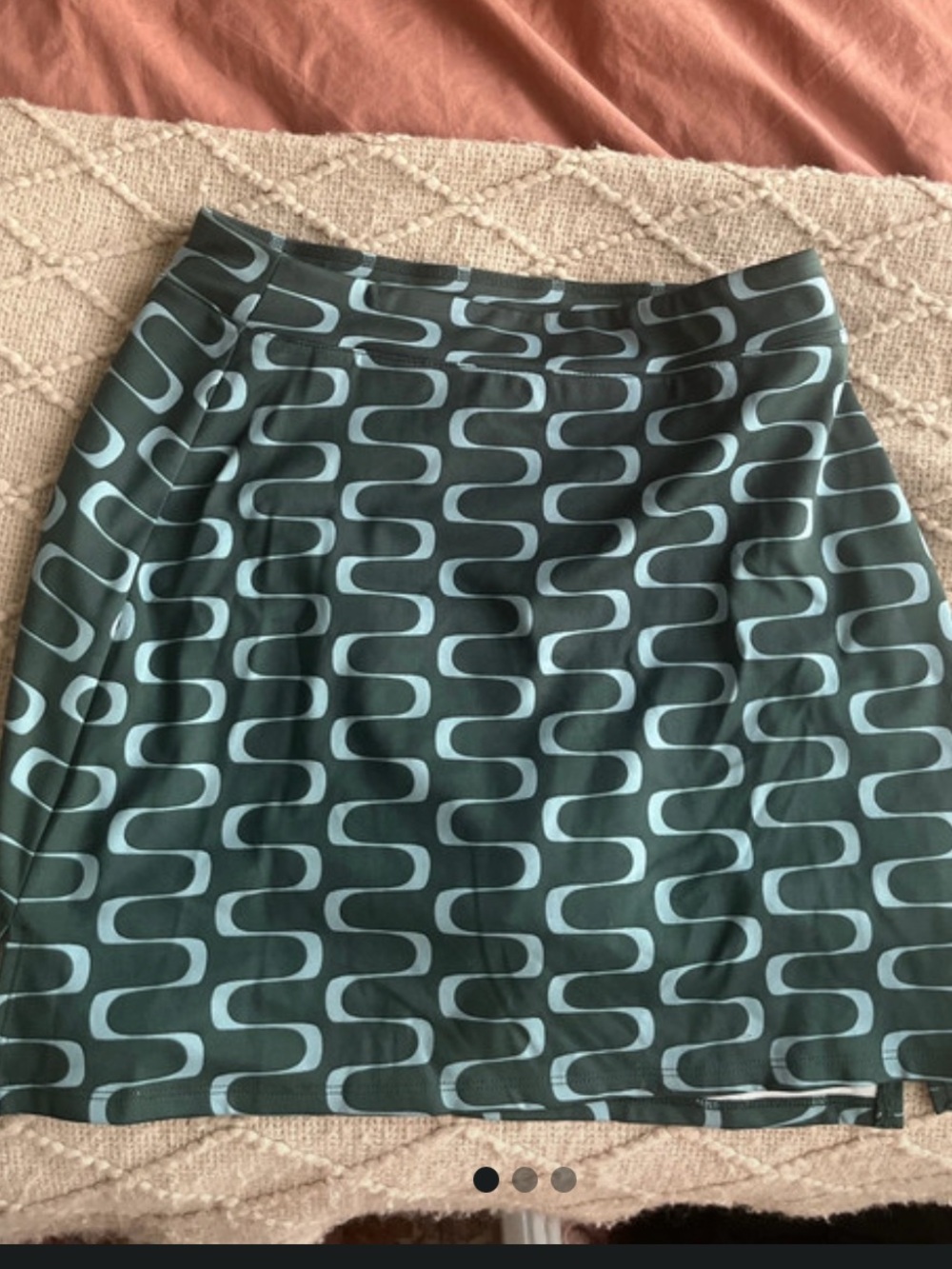 Reformation Mini Skort in Teal Wave Print